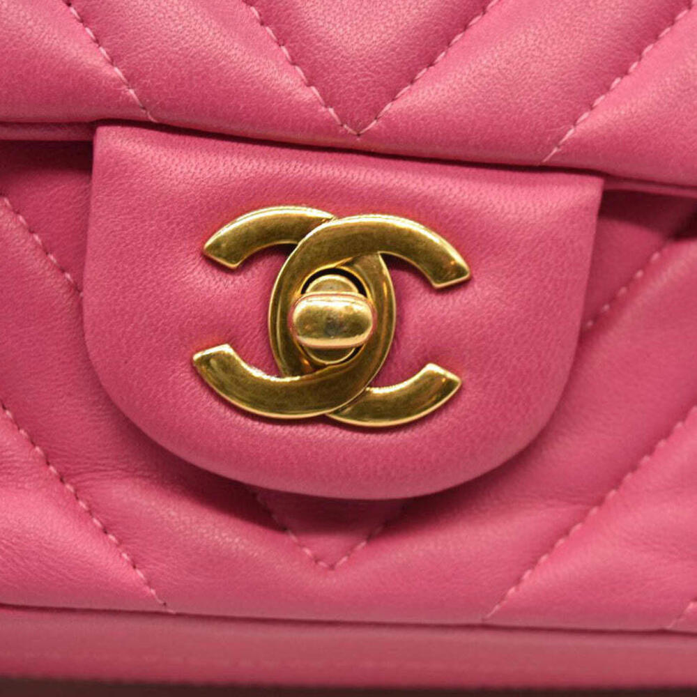 Chanel  Lambskin Chevron Quilted Mini Rectangular Flap Dark - Picture 9 of 15